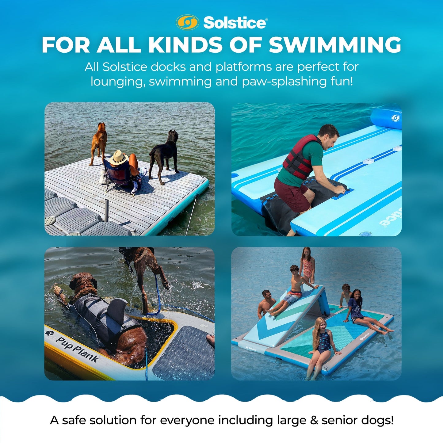 Solstice Original Floating Inflatable Dock RISE Water Mat 10 x 8 Foot Platform