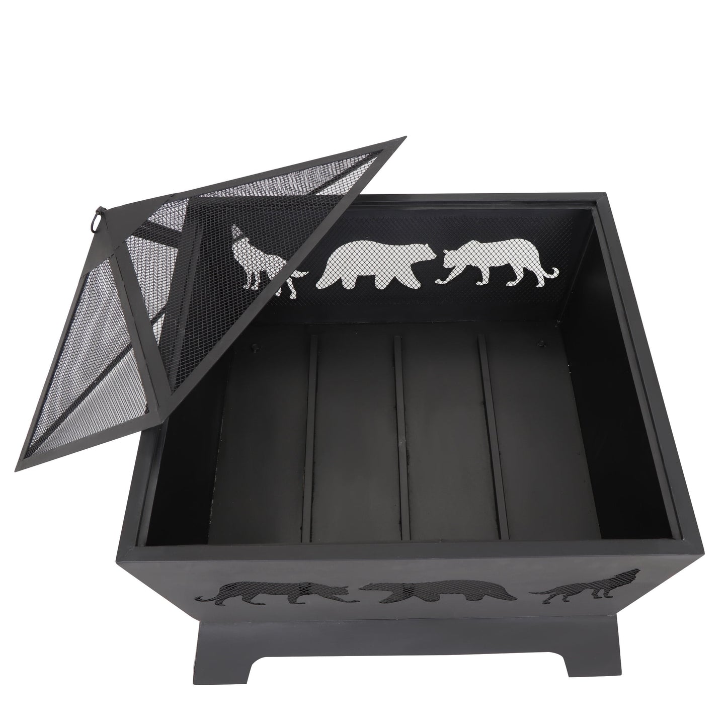 SuperDeal Patio Yard Fire Pits Wood Burning Outdoor Fireplace W/Rain Cover & Poker