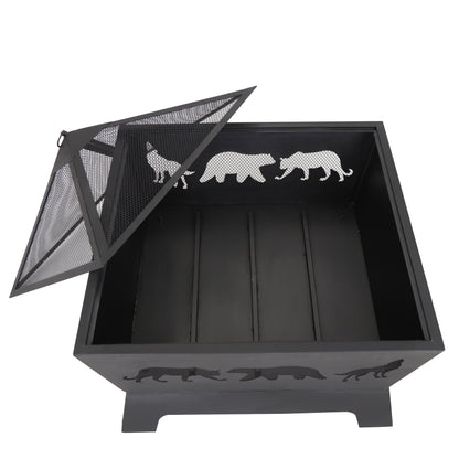 SuperDeal Patio Yard Fire Pits Wood Burning Outdoor Fireplace W/Rain Cover & Poker