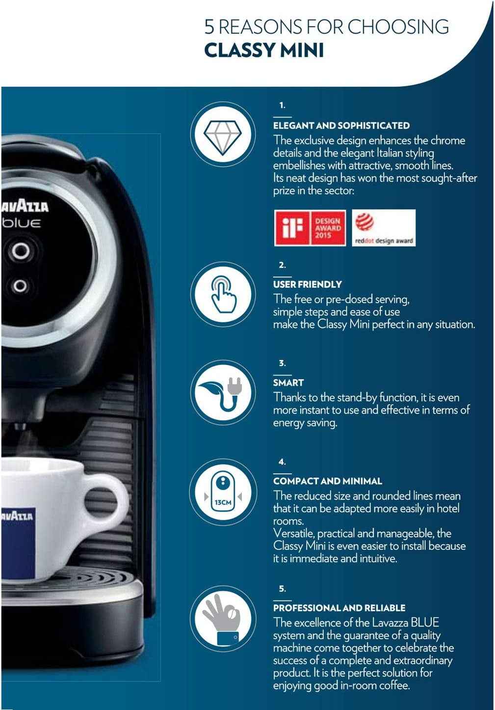 Lavazza Classy Mini Espresso Machine, Expert Espresso Capsule Compatibility