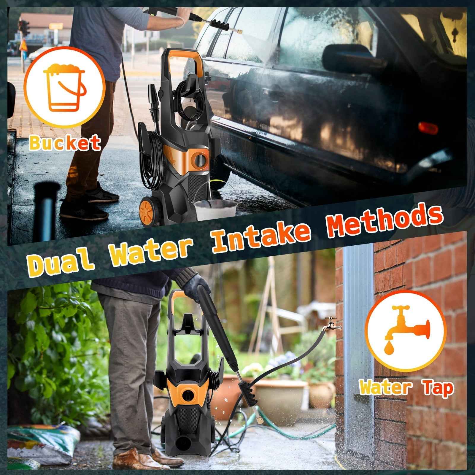 Electric Pressure Washer, 3000PSI Max 2.4 GPM Power Washer with 32 Ft Hose 32 Ft Power Cord, 4 Quick Connect Nozzles, Foam Cannon, Suitable for Clean Cars, Patios, Driveways, Fences, Pool
