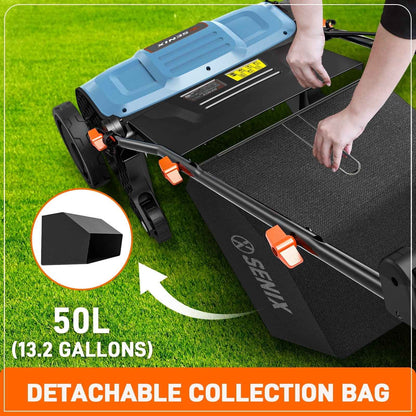 SENIX Corded Dethatcher/Scarifier 2 in 1, 15" 13Amp, 5-Position Adjustment with Collection Bag, SCE13-M