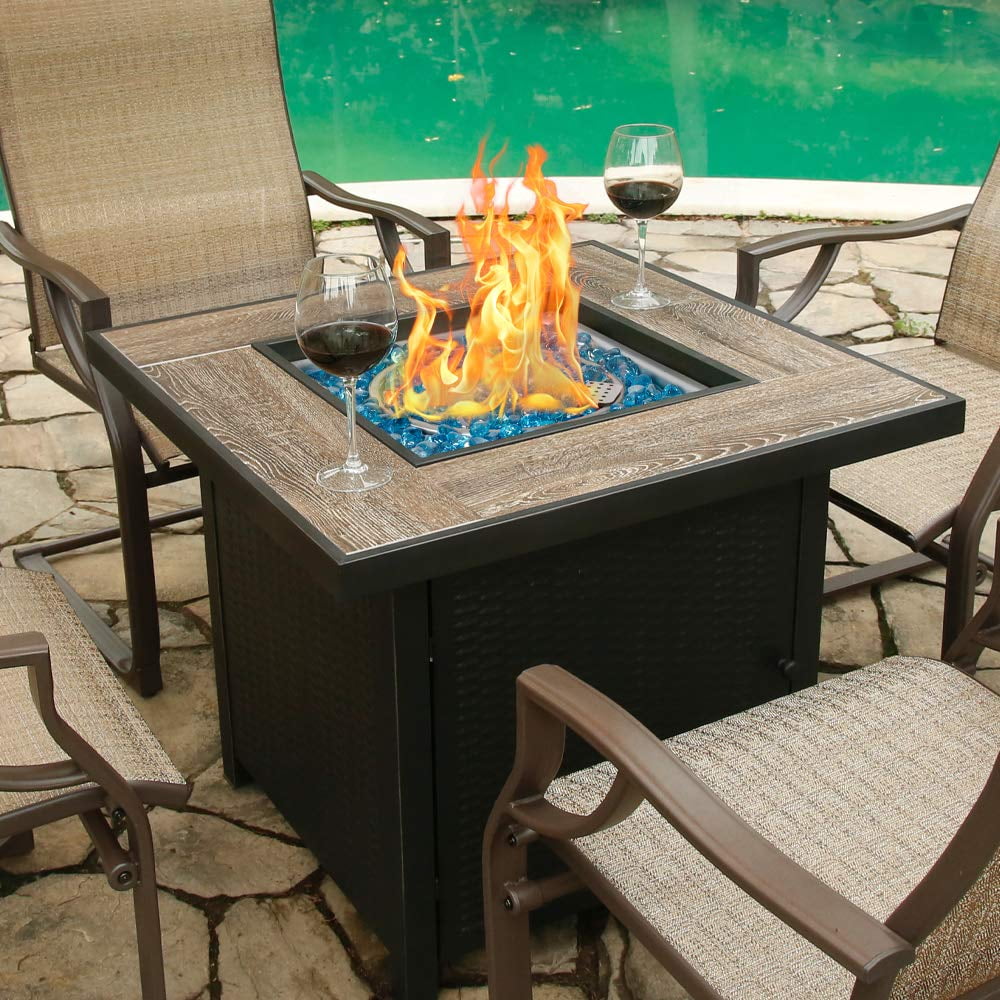 BALI OUTDOORS Propane Gas Fire Pit Table with Lid for Outside Backyard, Patio 50000 BTU 30 inch
