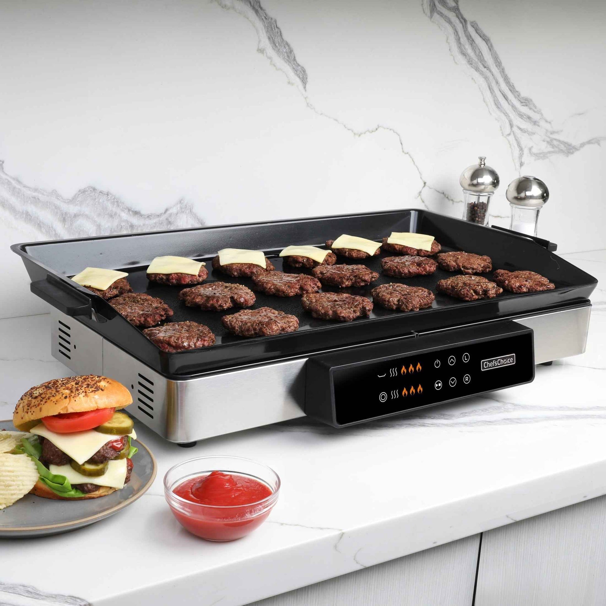 Chef'sChoice 2-in-1 Digital Griddle & Dual Burner, in Stainless Steel (GRCC2N1SS13)
