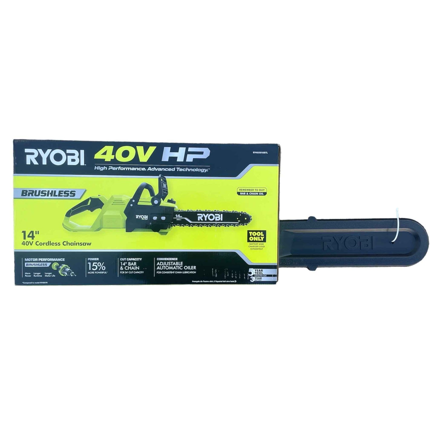 RYOBI Cordless 40V Battery 14 in. Bar Chainsaw Outdoor Bare Tool