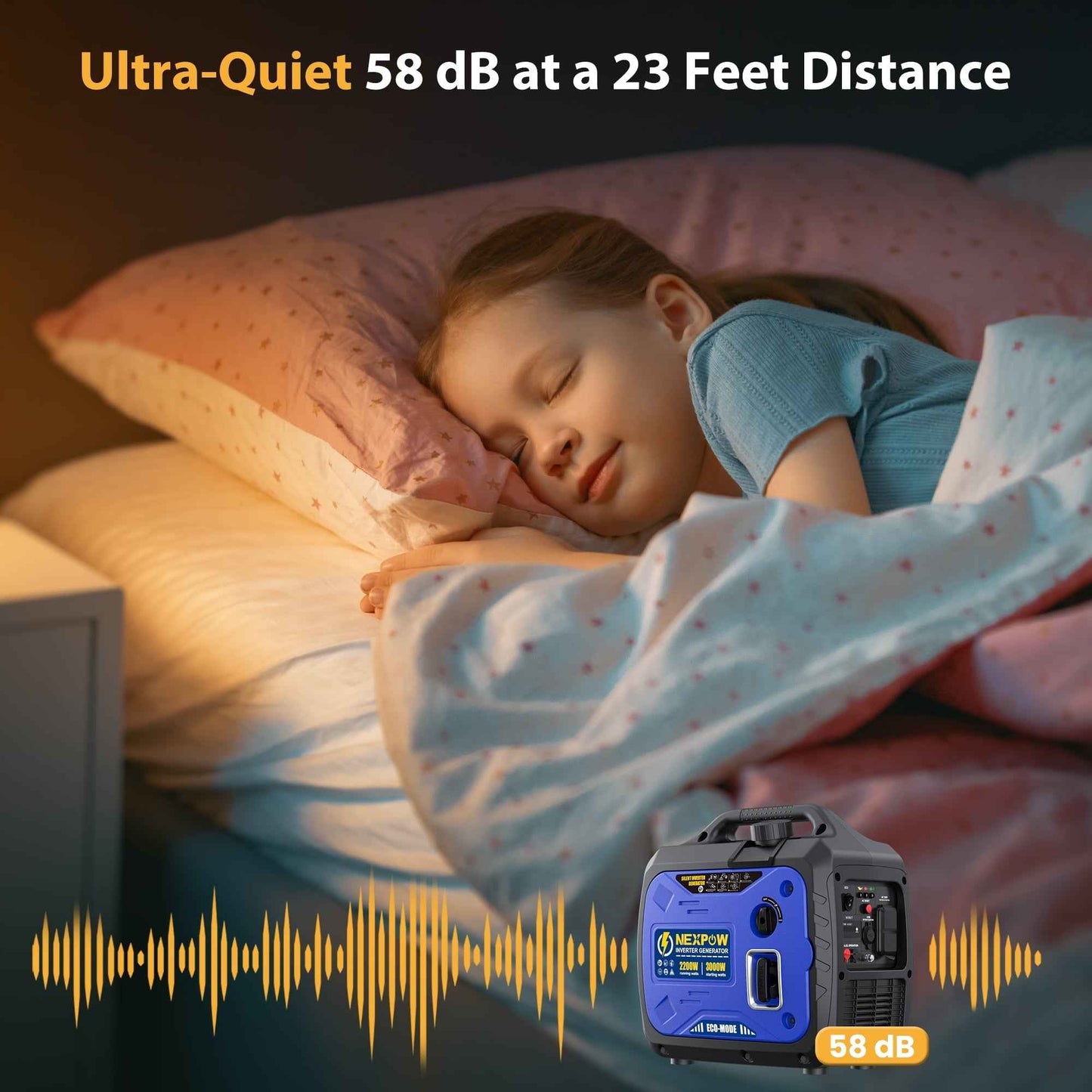 NEXPOW 3000W Portable Inverter Generator, Gasoline Power Lightweight for Backup Home & Camping, Eco-Mode Feature, Parallel Capability, Overload Protection