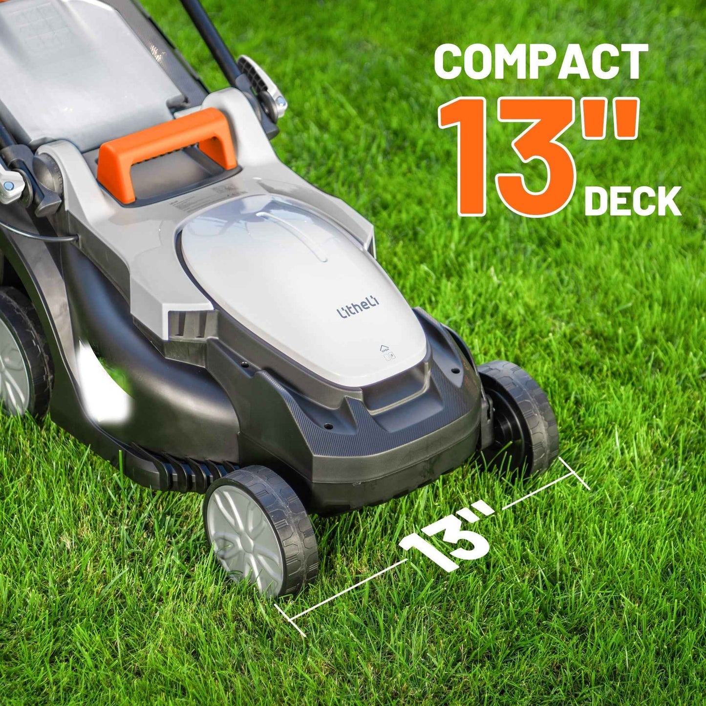 Litheli Cordless Lawn Mower, U20 Series 20V Electric Lawn Mowers, 13 Inch, Adjustment Heights, Light Weight, With 2*2.0Ah Portable Battery, for Garden/Yard/Farm