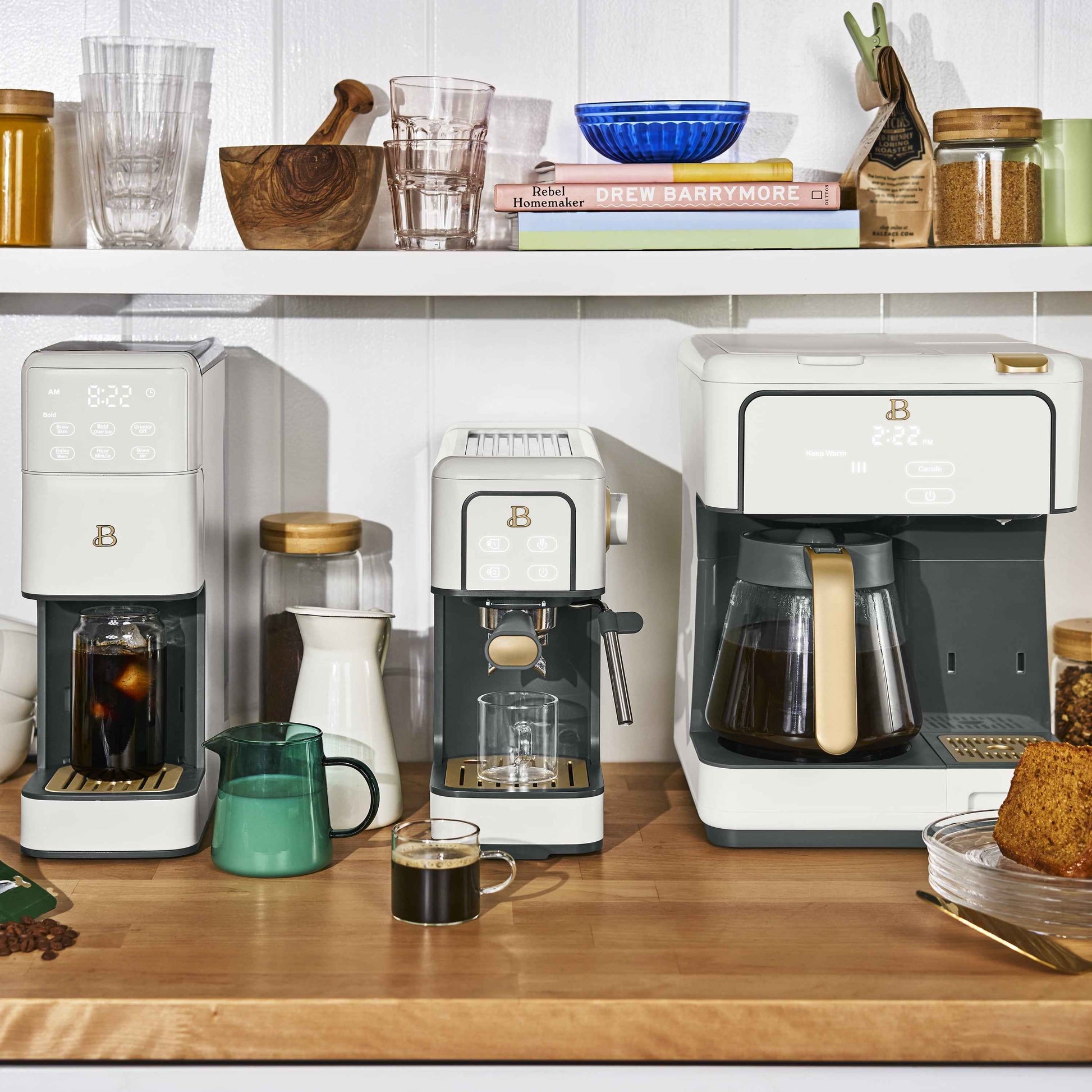 Beautiful Multi-Brew 12-Cup Programmable Drip & Single-Serve Coffee Maker, White Icing by Drew Barrymore