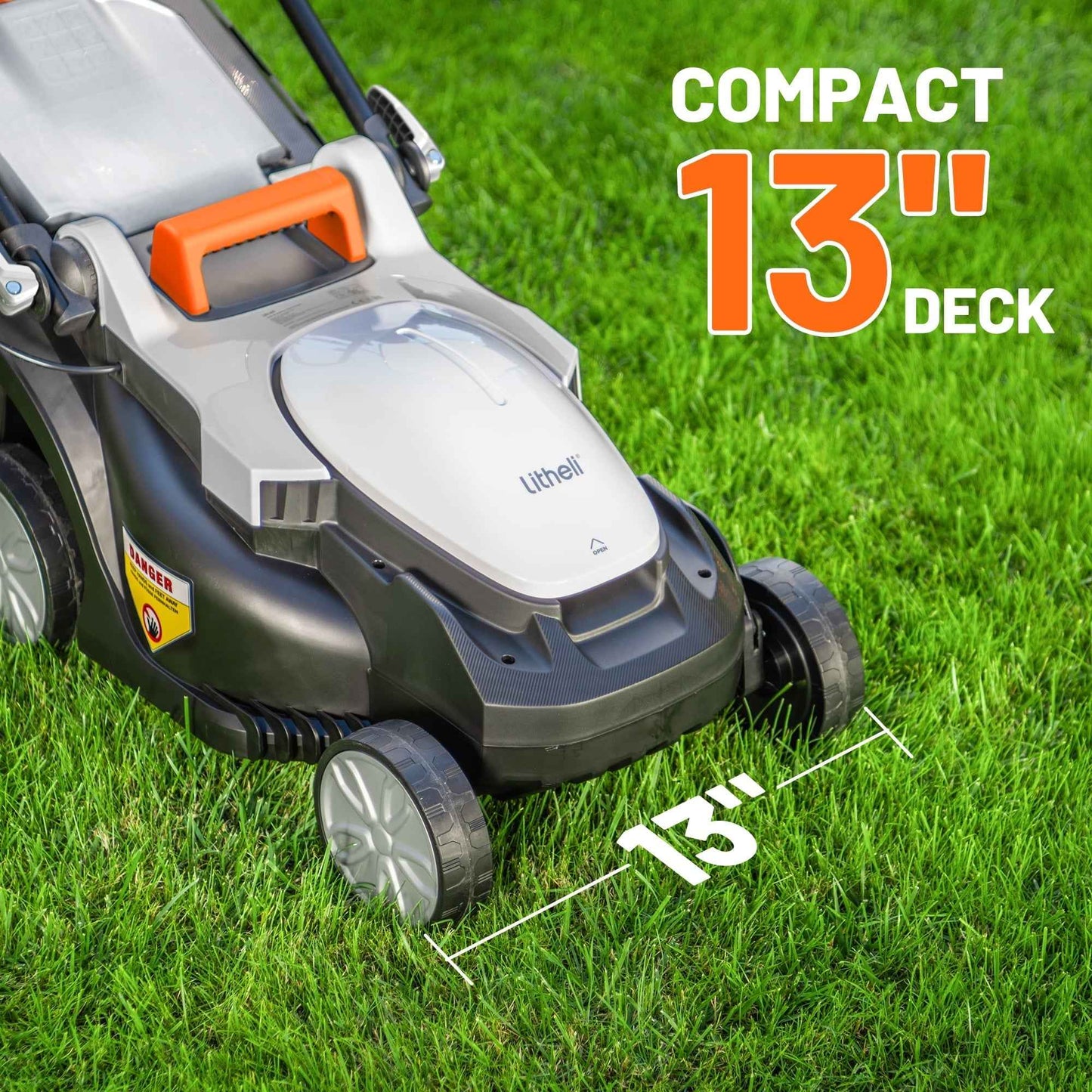 Litheli Cordless Lawn Mower, U20 Series 20V Electric Lawn Mowers, 13 Inch, Adjustment Heights, Light Weight, With 4.0Ah Portable Battery, for Garden/Yard/Farm