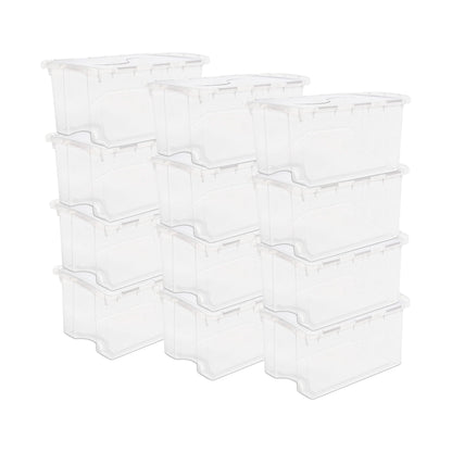 Sterilite 48 Qt Hinged Lid Storage Box Plastic Stackable Bin with Lid, 24 Pack