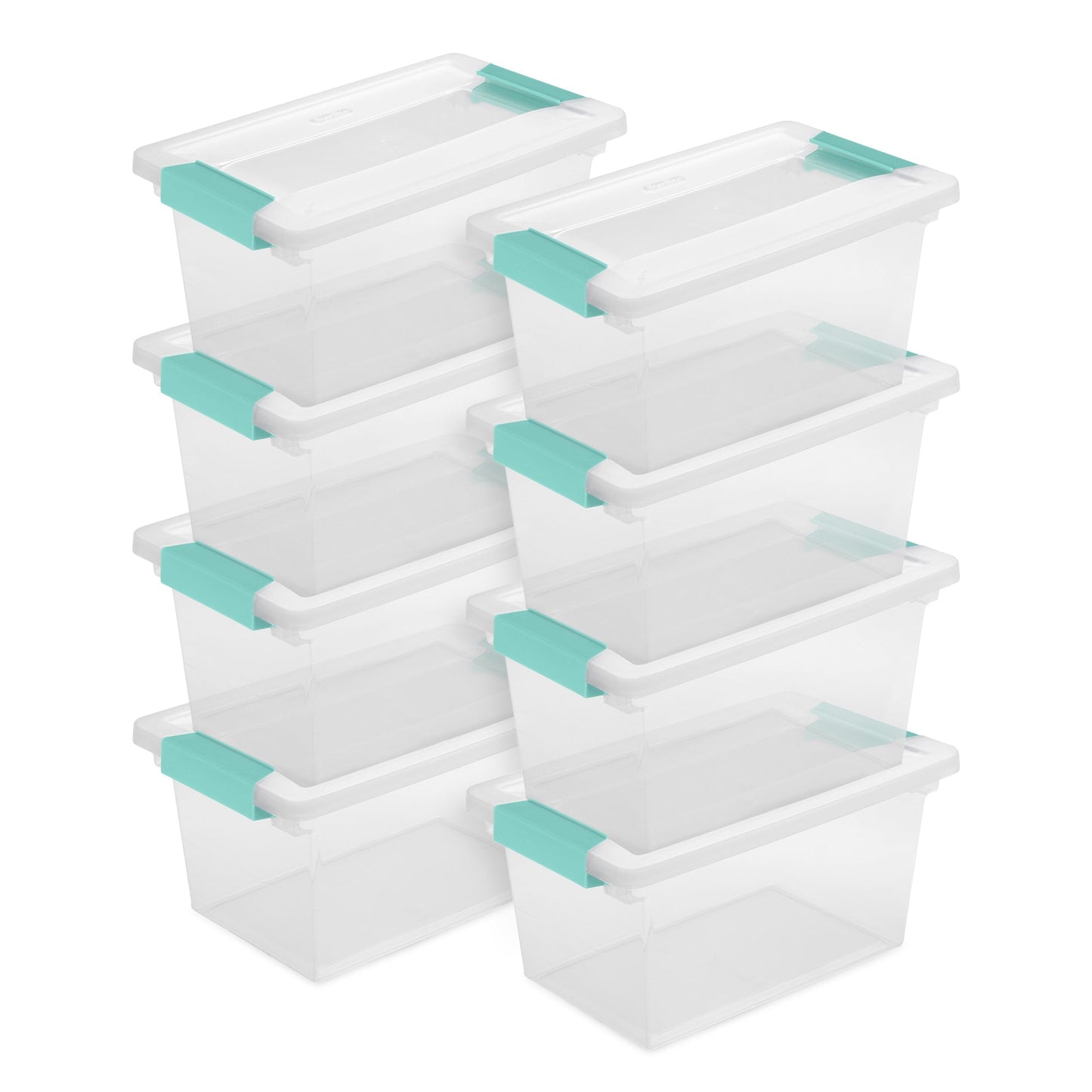 Sterilite Plastic Medium Clip Storage Box Container with Latching Lid, 8 Pack