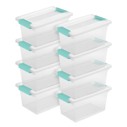 Sterilite Plastic Medium Clip Storage Box Container with Latching Lid, 8 Pack