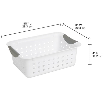 Sterilite 16228012 Small Ultra Plastic Storage Organizer Basket, White (36 Pack)