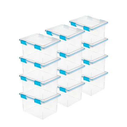 Sterilite 32 Quart Clear Stacking Storage Container with Gasket Lid, 12 Pack