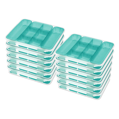 Sterilite Divided Case Stackable Plastic Small Storage Lidded Container, 12 Pack