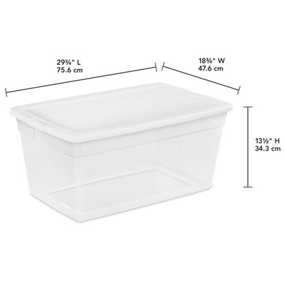 Sterilite 90 Quart Storage Box Container with Clear Base & White Lid, (12 Pack)