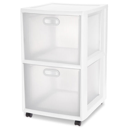 Sterilite Ultra 2 Drawer Filing Storage Cart, Plastic Rolling Organizer, 4 Pack