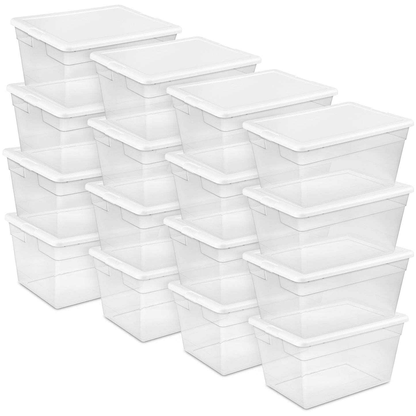 Sterilite 56 Quart Clear Plastic Storage Container Box and Latching Lid, 16 Pack