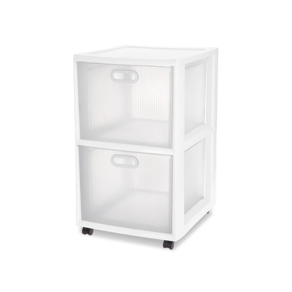 Sterilite Ultra 2 Drawer Filing Storage Cart, Plastic Rolling Organizer, 6 Pack