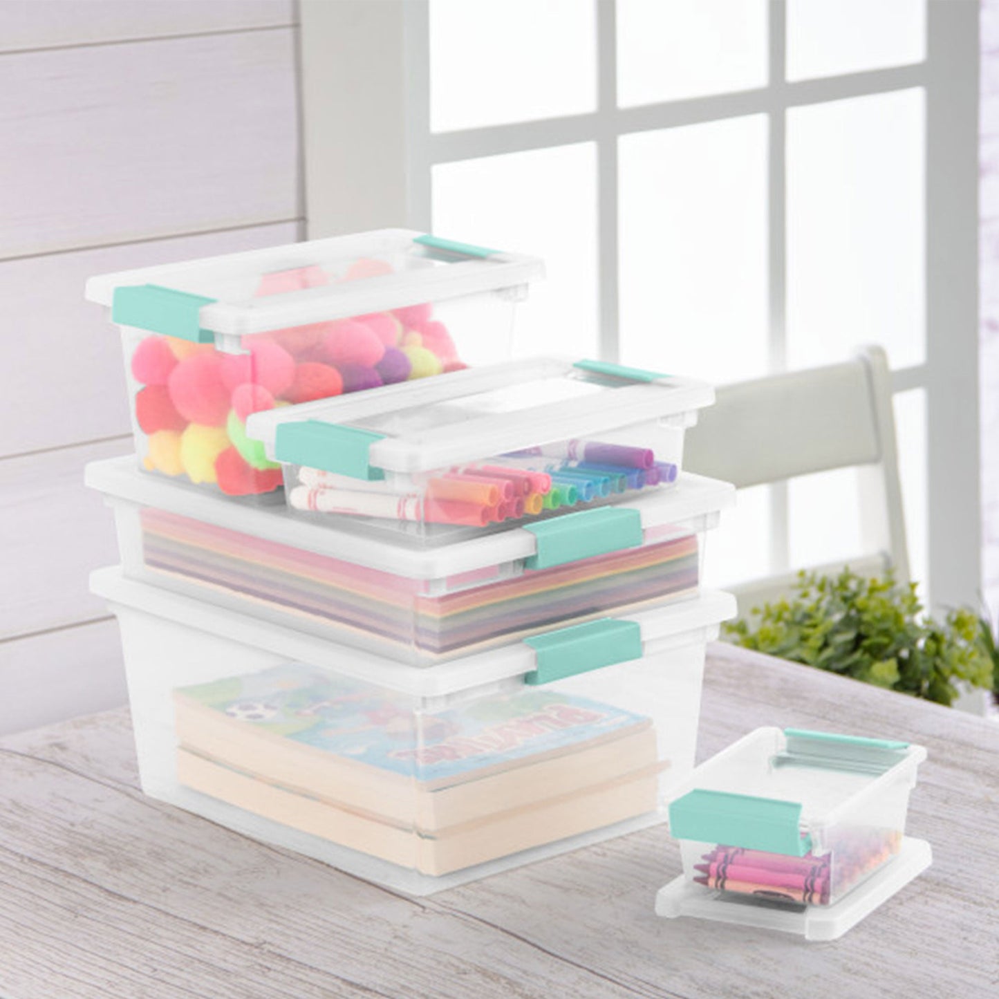 Sterilite Mini Clip Box, Stackable Small Storage Bin with Latching Lid, 6 Pack