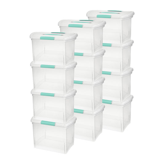 Sterilite Large Nesting ShowOffs Clear File Box w/ Handle and Latches, (12 Pack)