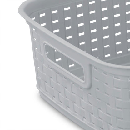 Sterilite Short Weave Wicker Pattern Storage Container Basket, Gray (12 Pack)
