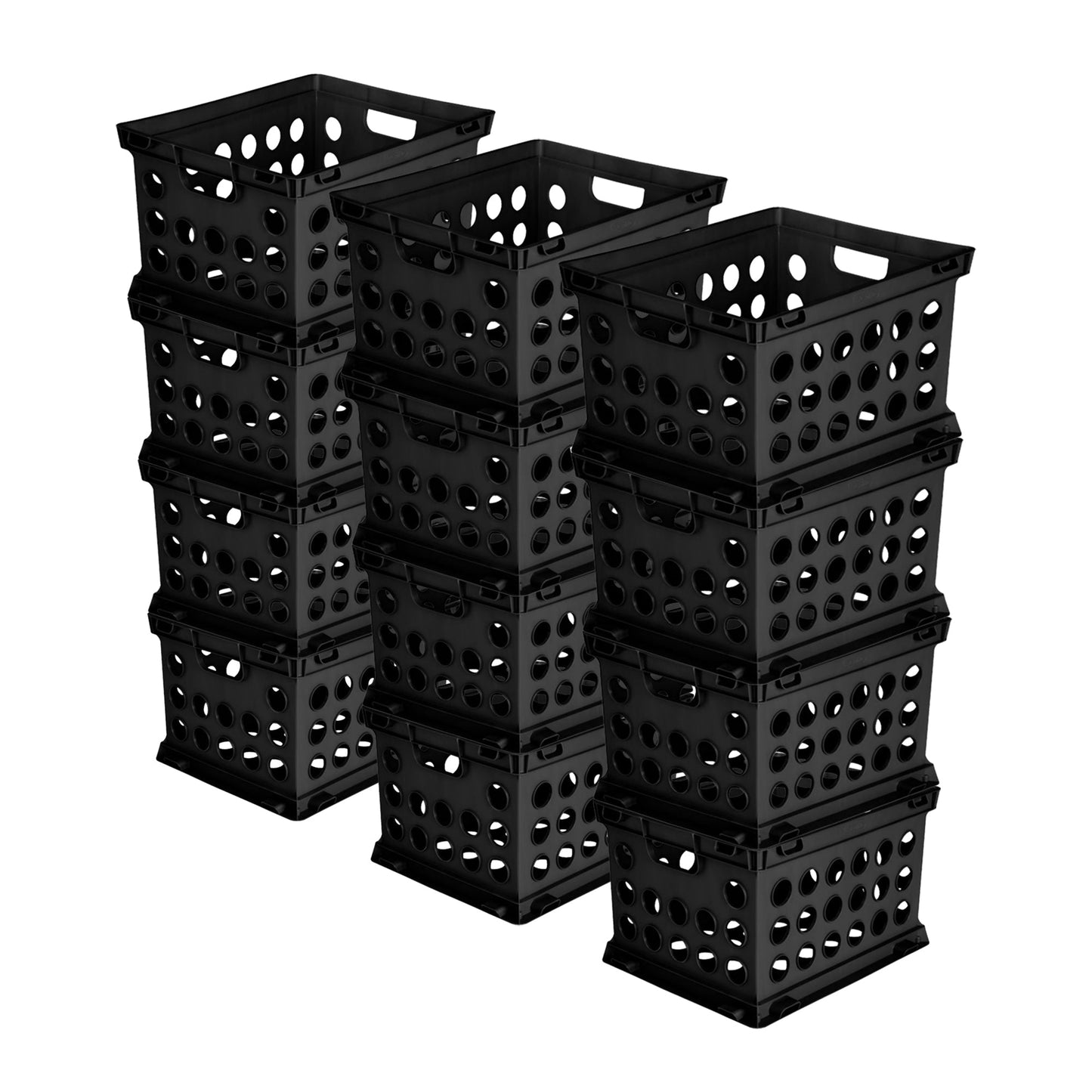 Sterilite Stackable Sturdy Storage Crate Organizer Bins with Handles, 12 Pack