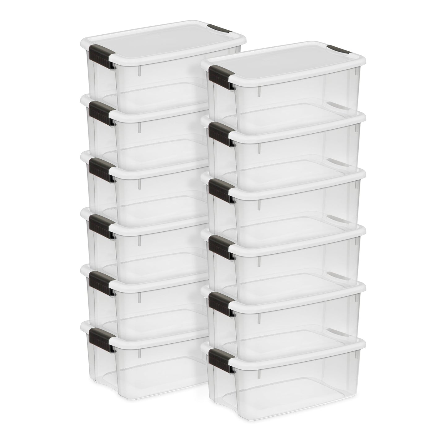 Sterilite 18 Quart Clear Plastic Stackable Storage Bin w/ Latch Lid, (12 Pack)