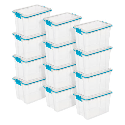 Sterilite Large 20 Qt Home Storage Container Tote with Latching Lids, (12 Pack)