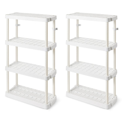 Gracious Living 4 Shelf Adjustable Height Medium Duty Storage, White (2 Pack)
