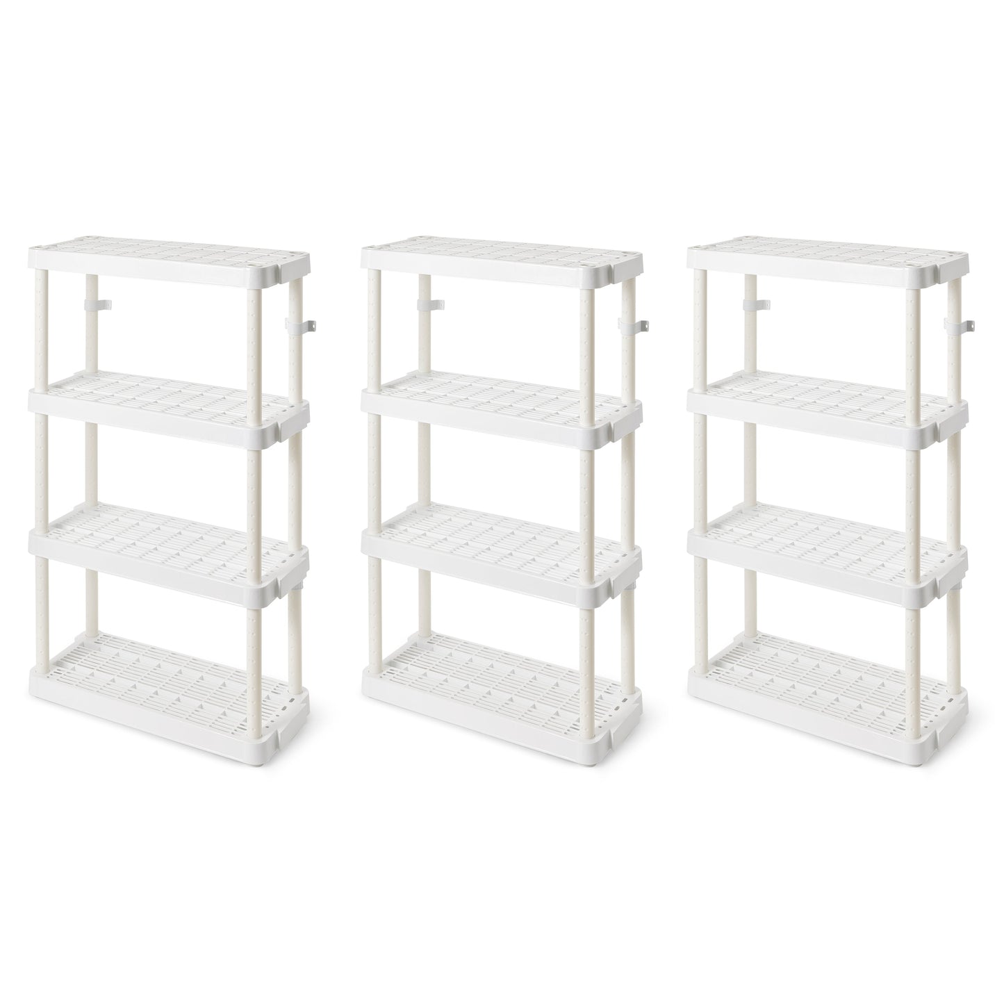 Gracious Living 4 Shelf Adjustable Height Medium Duty Storage, White (3 Pack)