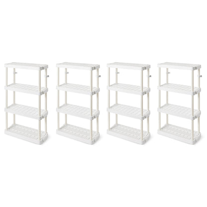 Gracious Living 4 Shelf Adjustable Height Medium Duty Storage, White (4 Pack)