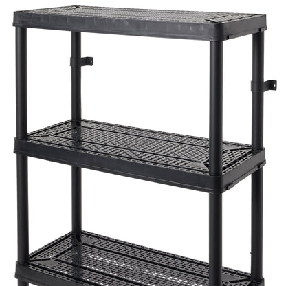 Gracious Living 4 Shelf Fixed Height Ventilated Medium Duty Storage Unit, Black