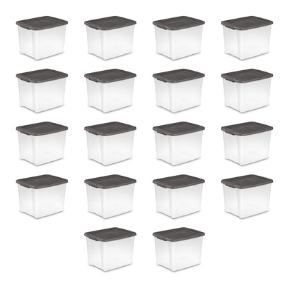 Sterilite ShelfTotes 50 Quart Clear Latched Plastic Storage Container, 18 Pack