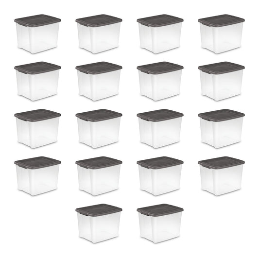 Sterilite ShelfTotes 50 Quart Clear Latched Plastic Storage Container, 18 Pack