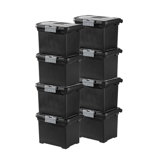 Sterilite Portable Lockable File Box Organizer with Handle (8 Pack)