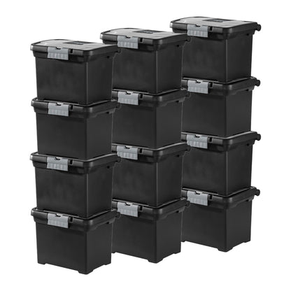 Sterilite Portable Lockable File Box Organizer with Handle (12 Pack)