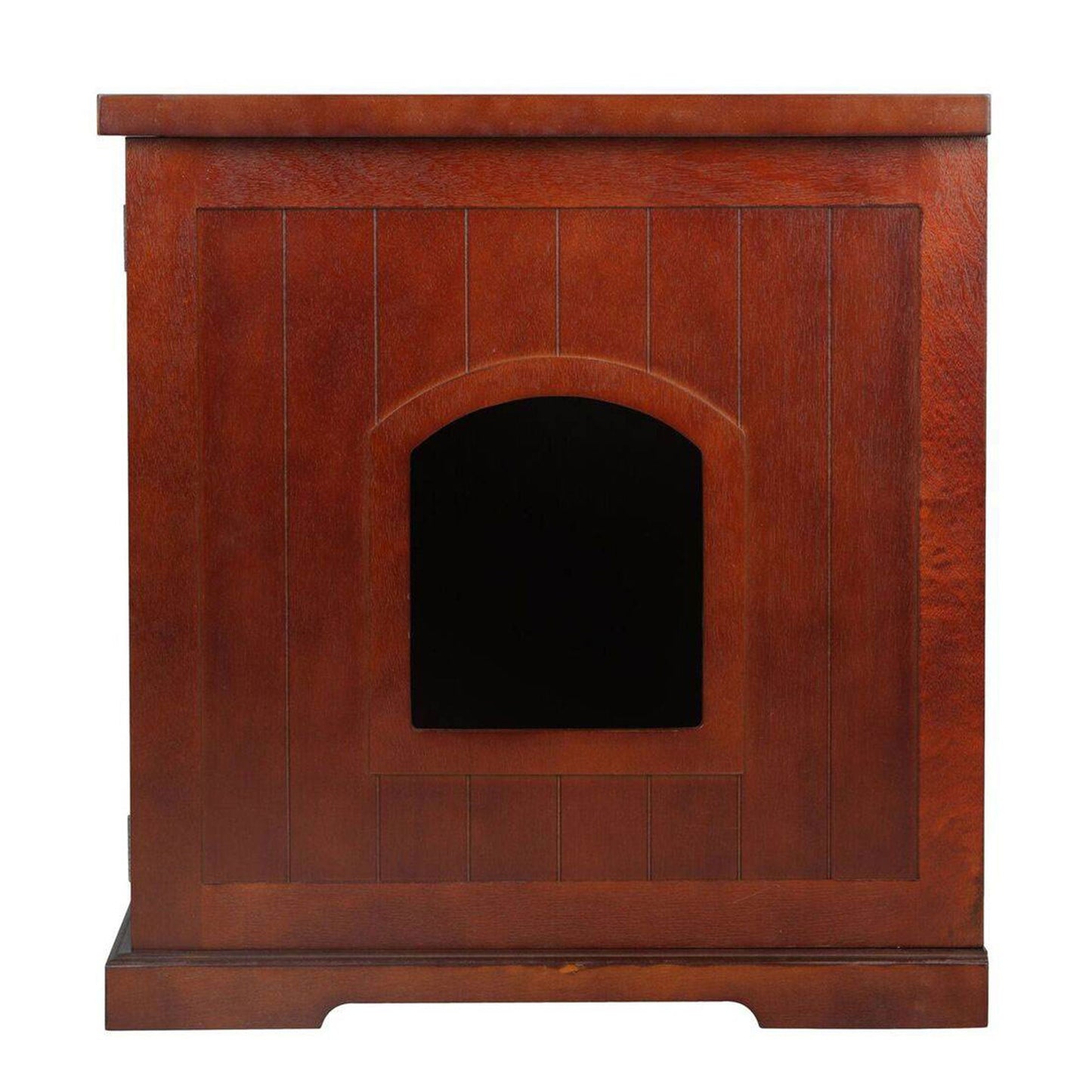 Merry Products Pet Cat Washroom Bench with Removable Partition Wall, Walnut