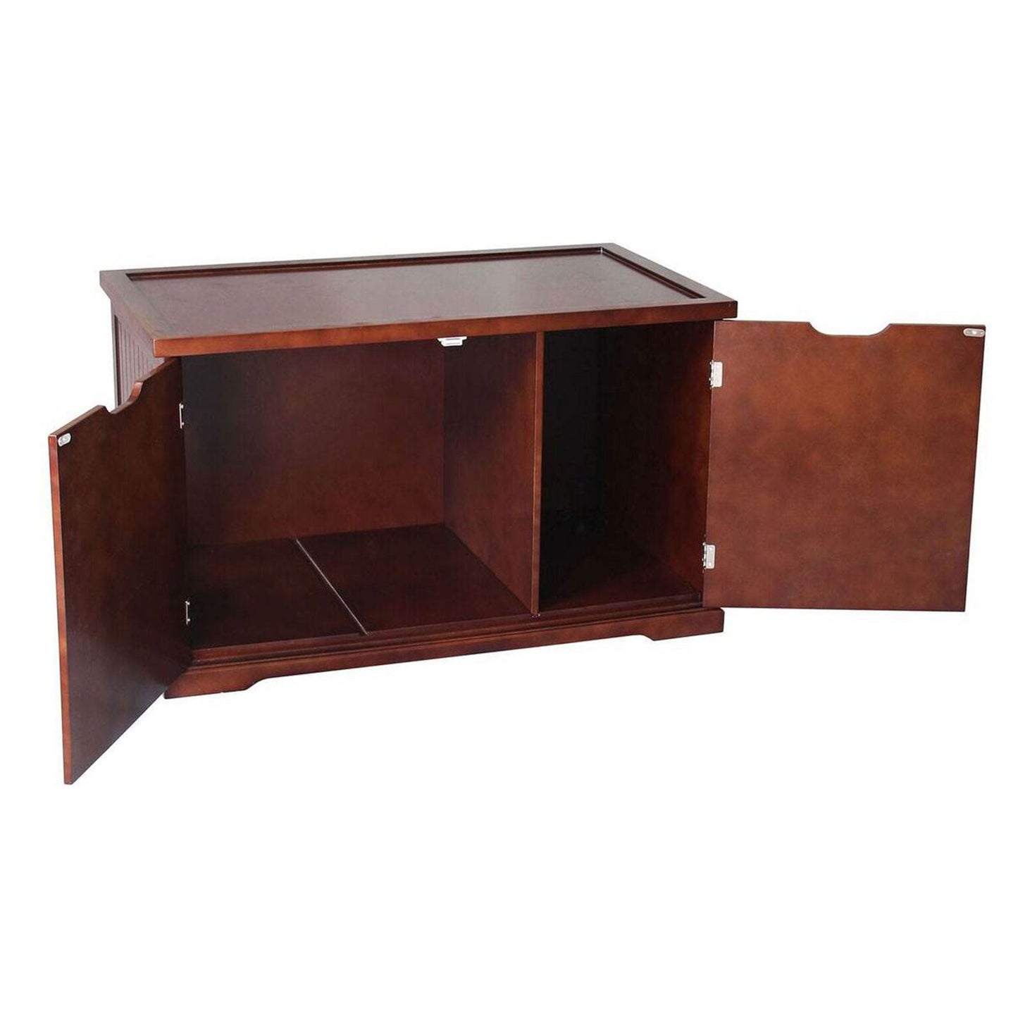 Merry Products Pet Cat Washroom Bench with Removable Partition Wall, Walnut