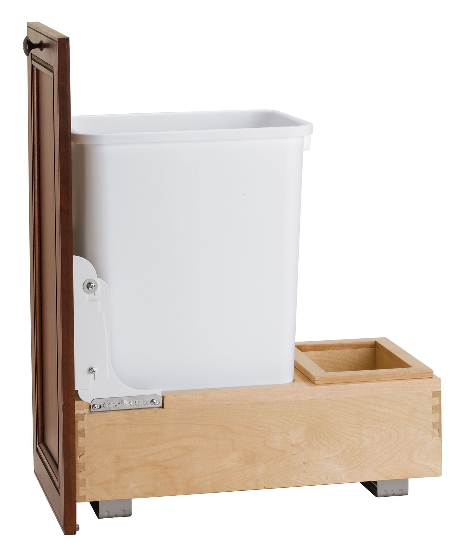 Rev-A-Shelf Single 35 qt. Pullout Bottom Mount Trash Can, Maple, 4WC-15DM1