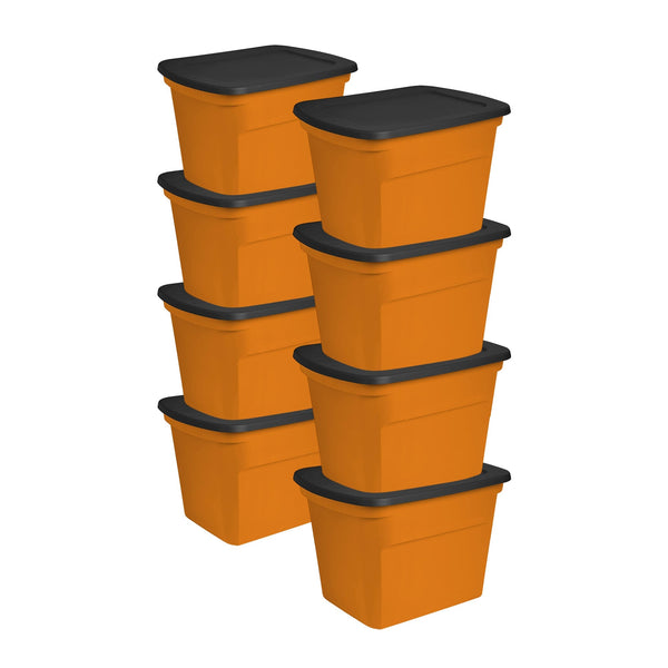 Sterilite 18 Gallon Orange Plastic Storage Container Bin Tote with Lid (24 Pack)