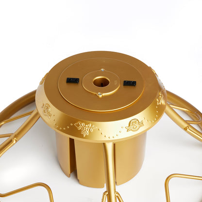 Home Heritage 1-1.75" Artificial Christmas Tree Base Rotating Metal Stand, Gold