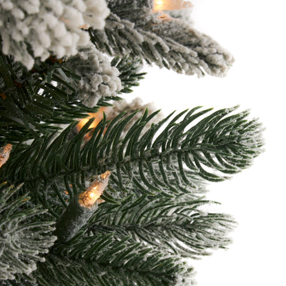 Home Heritage Anson 7' Flocked Slim 350 Clear Prelit Artificial Christmas Tree