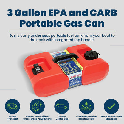 Scepter 3 Gallon EPA and CARB Certified Marine Portable Gas Can with Hard Cap - Find Fresh Goods