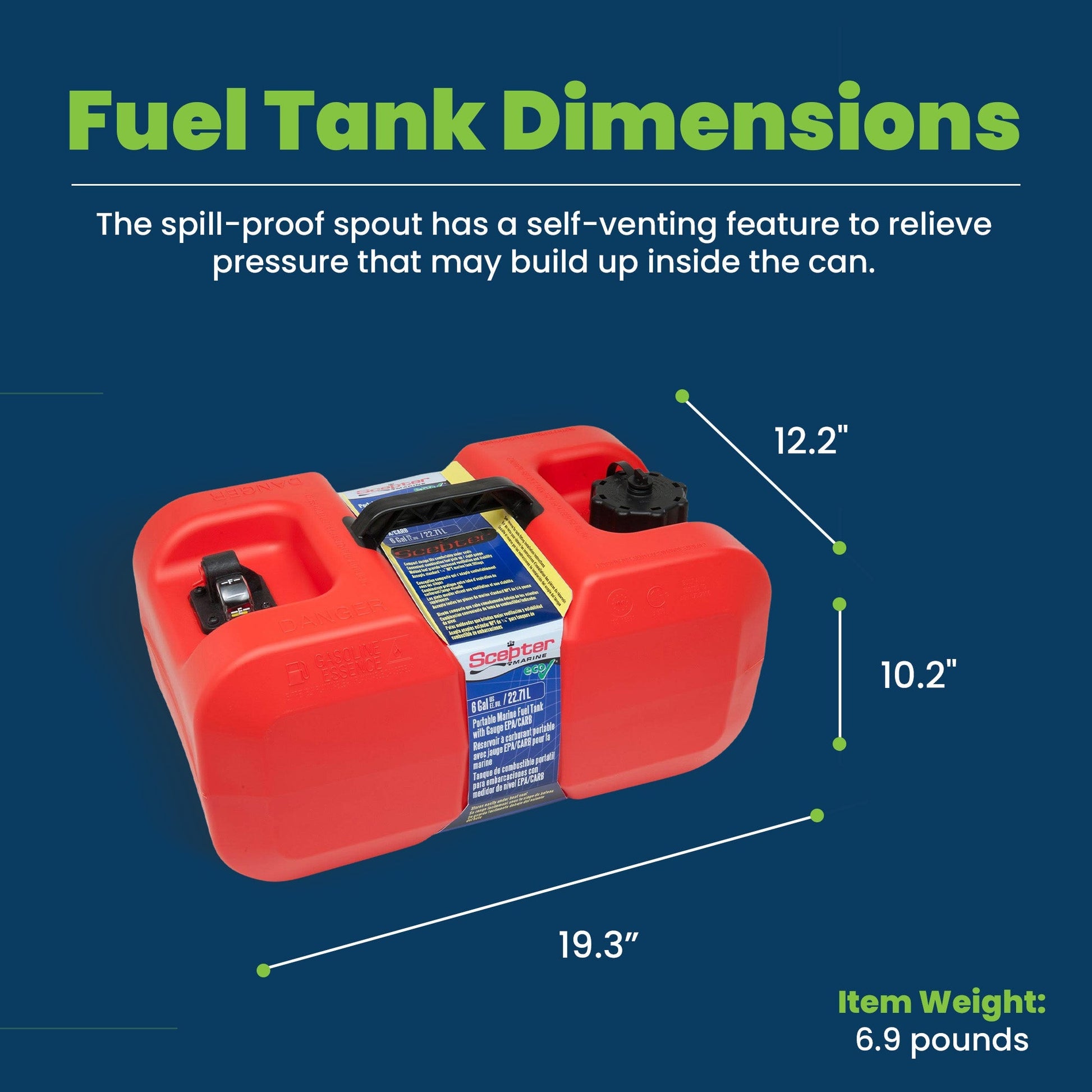 Scepter 6 Gal Under Seat Portable Marine Tank, Fuel Can Container for Boats - Find Fresh Goods