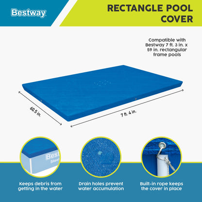 Bestway Flowclear Rectangle 7'4" x 60" Above Ground Swim Pool Cover (Cover Only)