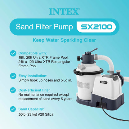 Intex 2100 GPH Above Ground Pool Sand Filter Pump w/ Deluxe Pool Maintenance Kit