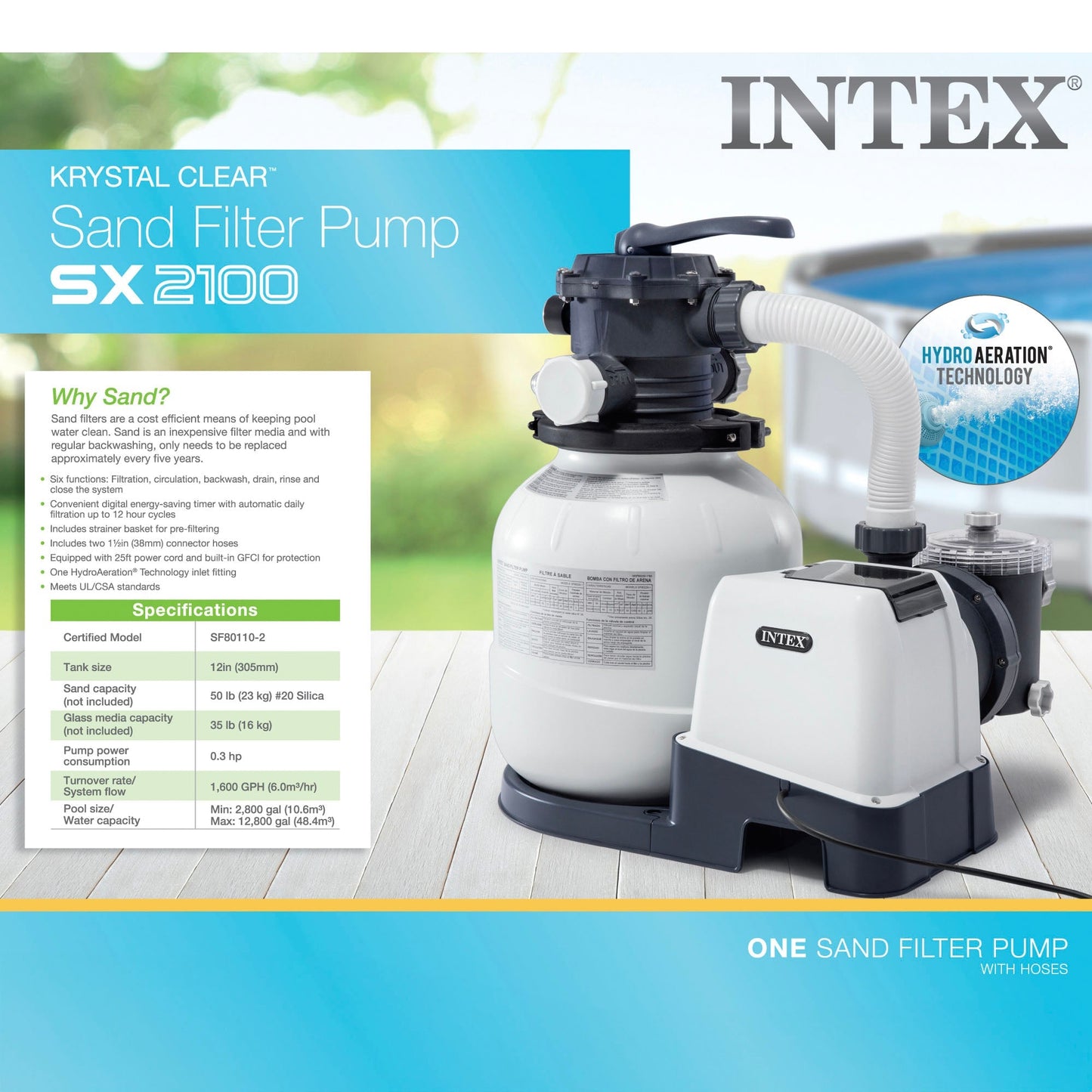 Intex 2100 GPH Sand Filter Pump, Deluxe Pool Maintenance Kit, & Pool Skimmer