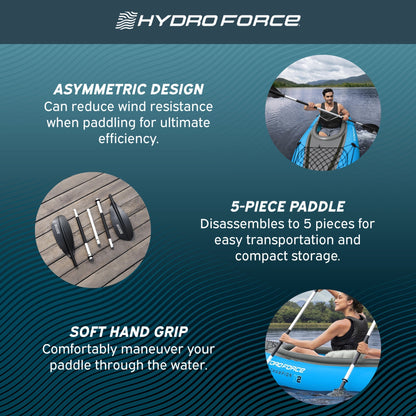 Bestway Hydro Force 91” Adjustable Aluminum Locking Kayak Paddle and Grip, Black