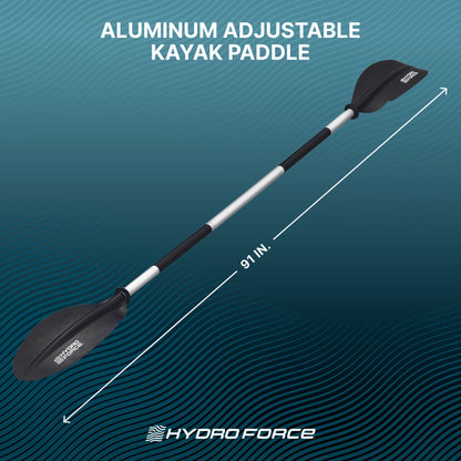 Bestway Hydro Force 91” Adjustable Aluminum Locking Kayak Paddle and Grip, Black